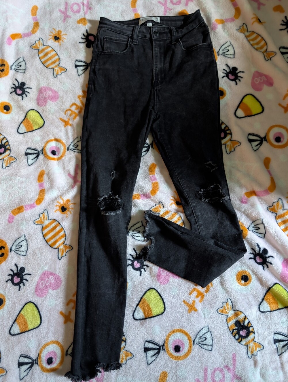 Abercrombie & Fitch Black Distressed Skinny Jeans